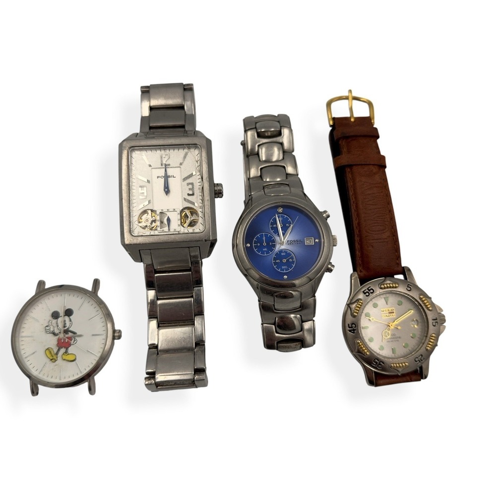 Lot of 4 Men's Watches - Disney Fossil Tommy‎ Hilfiger - Untested / Need Battery